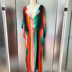 Maeve Green and Orange Maxi Sundress Resort Wear